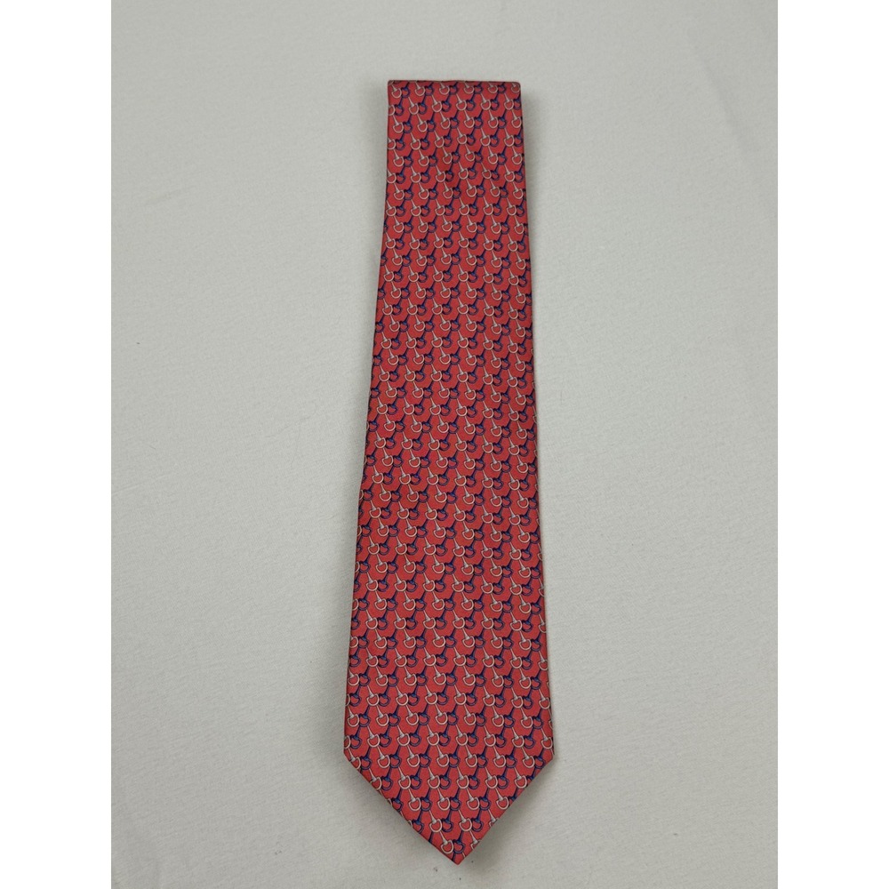 Brooks Brothers Necktie‎ Men 60x3.75 Red Horsebit Stirrup Silk Equestrian Print